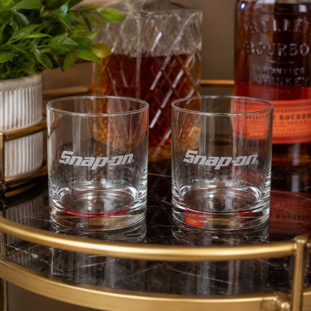 Snap-On Tools Logo Whiskey Glass Set Barware Rocks Tumblers w/ Gift Box